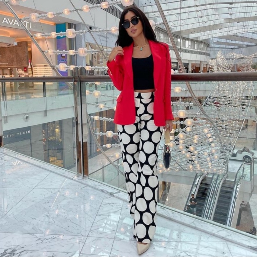 Zara Black & White Wide-Leg Polka Dot Trousers - Picture 5 of 8